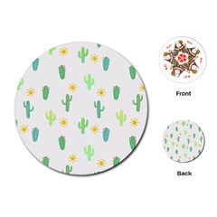 Green Cacti With Sun Playing Cards Single Design (round) by SychEva