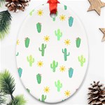 Green Cacti With Sun Oval Ornament (Two Sides) Back