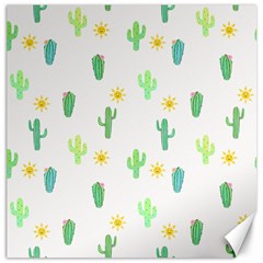 Green Cacti With Sun Canvas 12  X 12  by SychEva