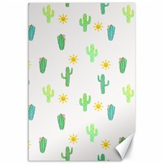 Green Cacti With Sun Canvas 20  X 30  by SychEva