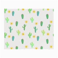 Green Cacti With Sun Small Glasses Cloth (2 Sides) by SychEva