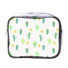 Green Cacti With Sun Mini Toiletries Bag (one Side) by SychEva