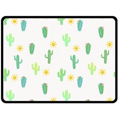 Green Cacti With Sun Fleece Blanket (large)  by SychEva