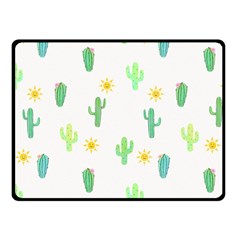 Green Cacti With Sun Fleece Blanket (small) by SychEva