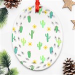 Green Cacti With Sun Oval Filigree Ornament (Two Sides) Front