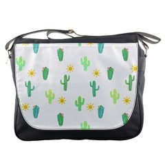 Green Cacti With Sun Messenger Bag by SychEva