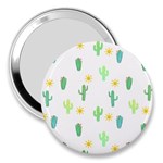 Green Cacti With Sun 3  Handbag Mirrors Front