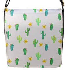 Green Cacti With Sun Flap Closure Messenger Bag (s) by SychEva