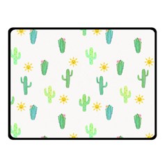 Green Cacti With Sun Double Sided Fleece Blanket (small)  by SychEva