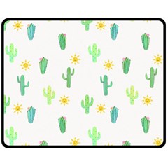 Green Cacti With Sun Double Sided Fleece Blanket (medium)  by SychEva