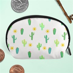 Green Cacti With Sun Accessory Pouch (large) by SychEva