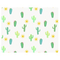 Green Cacti With Sun Double Sided Flano Blanket (medium)  by SychEva