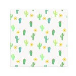 Green Cacti With Sun Small Satin Scarf (Square) Front