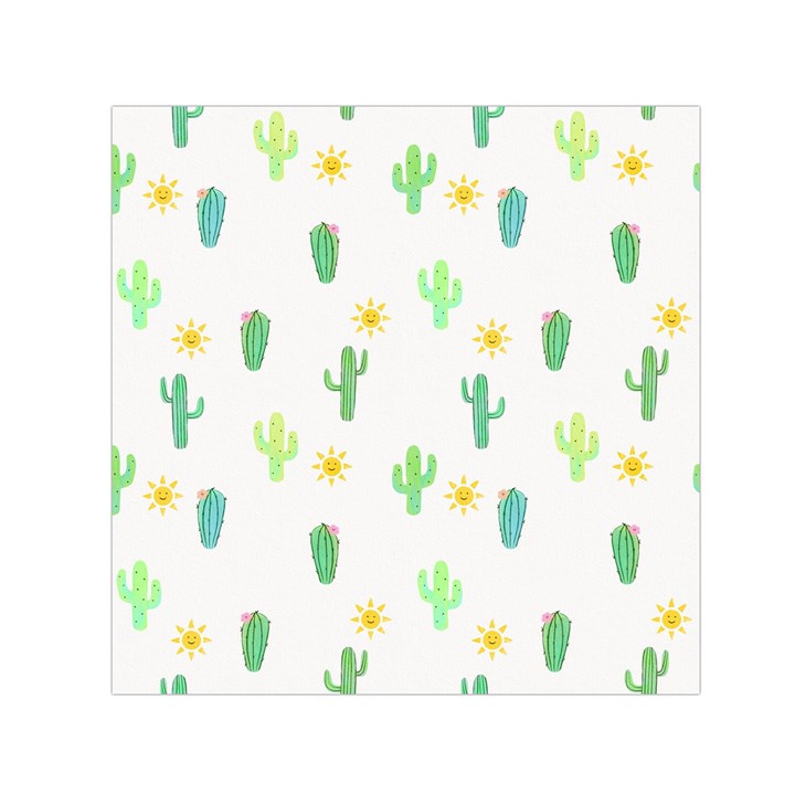 Green Cacti With Sun Small Satin Scarf (Square)