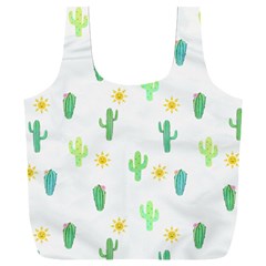 Green Cacti With Sun Full Print Recycle Bag (xxxl) by SychEva