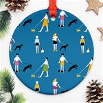 Girls Walk With Their Dogs Ornament (Round) Front