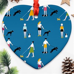 Girls Walk With Their Dogs Ornament (heart) by SychEva