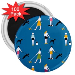 Girls Walk With Their Dogs 3  Magnets (100 Pack) by SychEva