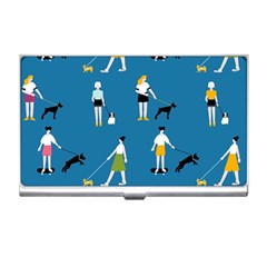 Girls Walk With Their Dogs Business Card Holder by SychEva