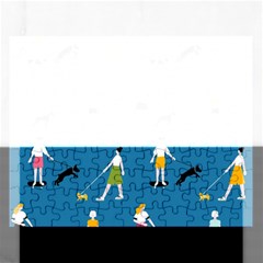 Girls Walk With Their Dogs Rectangular Jigsaw Puzzl by SychEva