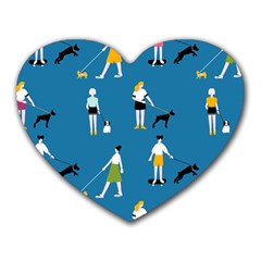 Girls Walk With Their Dogs Heart Mousepads by SychEva