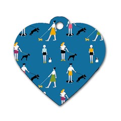 Girls Walk With Their Dogs Dog Tag Heart (two Sides) by SychEva