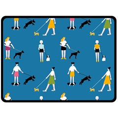 Girls Walk With Their Dogs Fleece Blanket (large)  by SychEva