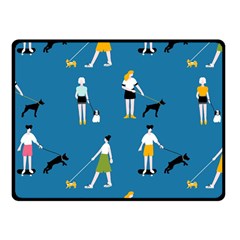 Girls Walk With Their Dogs Fleece Blanket (small) by SychEva