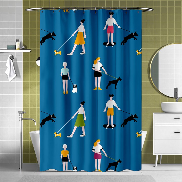 Girls Walk With Their Dogs Shower Curtain 48  x 72  (Small) 