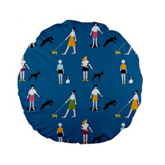 Girls Walk With Their Dogs Standard 15  Premium Flano Round Cushions by SychEva