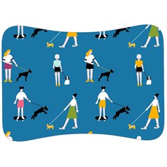 Girls Walk With Their Dogs Velour Seat Head Rest Cushion by SychEva