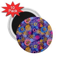 Multicolored Splashes And Watercolor Circles On A Dark Background 2 25  Magnets (10 Pack)  by SychEva