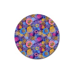 Multicolored Splashes And Watercolor Circles On A Dark Background Magnet 3  (round) by SychEva