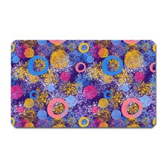 Multicolored Splashes And Watercolor Circles On A Dark Background Magnet (rectangular) by SychEva