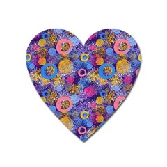 Multicolored Splashes And Watercolor Circles On A Dark Background Heart Magnet by SychEva