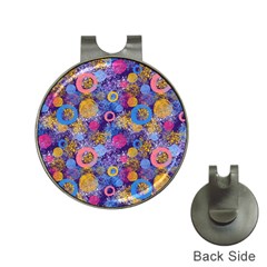 Multicolored Splashes And Watercolor Circles On A Dark Background Hat Clips With Golf Markers by SychEva