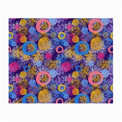 Multicolored Splashes And Watercolor Circles On A Dark Background Small Glasses Cloth (2 Sides) by SychEva