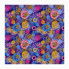 Multicolored Splashes And Watercolor Circles On A Dark Background Medium Glasses Cloth (2 Sides) by SychEva