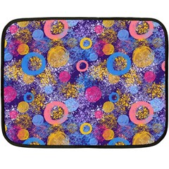 Multicolored Splashes And Watercolor Circles On A Dark Background Fleece Blanket (mini) by SychEva