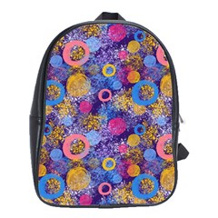 Multicolored Splashes And Watercolor Circles On A Dark Background School Bag (large) by SychEva