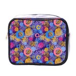 Multicolored Splashes And Watercolor Circles On A Dark Background Mini Toiletries Bag (One Side) Front