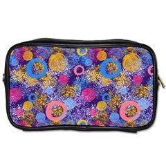 Multicolored Splashes And Watercolor Circles On A Dark Background Toiletries Bag (two Sides) by SychEva