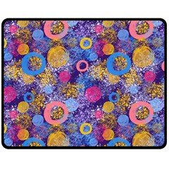 Multicolored Splashes And Watercolor Circles On A Dark Background Fleece Blanket (medium)  by SychEva