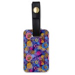 Multicolored Splashes And Watercolor Circles On A Dark Background Luggage Tag (one side) Front