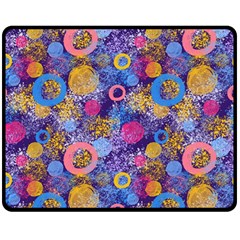 Multicolored Splashes And Watercolor Circles On A Dark Background Double Sided Fleece Blanket (medium)  by SychEva