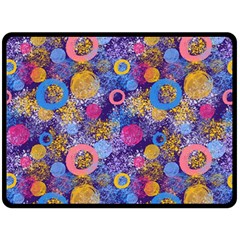 Multicolored Splashes And Watercolor Circles On A Dark Background Double Sided Fleece Blanket (large)  by SychEva