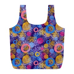 Multicolored Splashes And Watercolor Circles On A Dark Background Full Print Recycle Bag (l) by SychEva