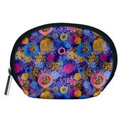 Multicolored Splashes And Watercolor Circles On A Dark Background Accessory Pouch (medium) by SychEva