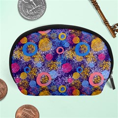 Multicolored Splashes And Watercolor Circles On A Dark Background Accessory Pouch (large) by SychEva