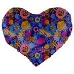 Multicolored Splashes And Watercolor Circles On A Dark Background Large 19  Premium Flano Heart Shape Cushions Back